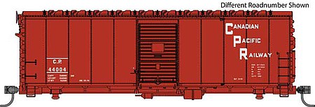 Walthers Mainline 910-1182 HO Scale 40' Association of American Railroads AAR Modernized 1948 Boxcar - Ready to Ru -- Canadian Pacific #44024 (Boxcar Red, Staggered Lettering)