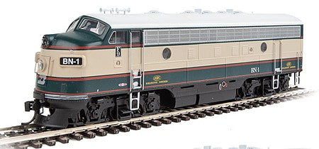 Walthers Mainline 910-19946 HO Scale EMD F7 A - ESU Sound and DCC -- Burlington Northern #1 (Executive Scheme; cream, Grinstein Green)