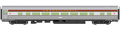 Walthers Mainline 910-30006 HO Scale 85' Budd Large-Window Coach - Ready to Run -- Pennsylvania Railroad (silver, Tuscan)