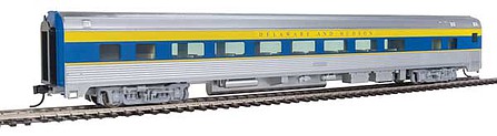 Walthers Mainline 910-30014 HO Scale 85' Budd Large-Window Coach - Ready to Run -- Delaware & Hudson (silver, blue, yellow)