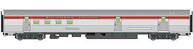 Walthers Mainline 910-30307 HO Scale 85' Budd Baggage-Railway Post Office - Ready To Run -- Southern Pacific(TM) (silver, red)