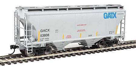 Walthers Mainline 910-7555 HO Scale 39' Trinity 3281 2-Bay Covered Hopper - Ready to Run -- GATX Corporation GACX #53808
