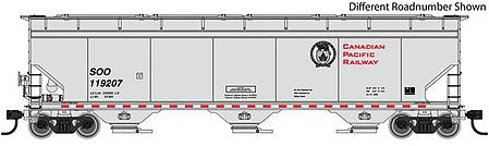 Walthers Mainline 910-7667 HO Scale 60' NSC 5150 3-Bay Covered Hopper - Ready to Run -- Canadian Pacific SOO #119249 (gray, red, black; Beaver Logo)
