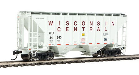 Walthers Mainline 910-7970 HO Scale 37' 2980 Cubic-Foot 2-Bay Covered Hopper - Ready to Run -- Wisconsin Central #84663