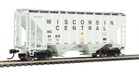 Walthers Mainline 910-7971 HO Scale 37' 2980 Cubic-Foot 2-Bay Covered Hopper - Ready to Run -- Wisconsin Central #84676