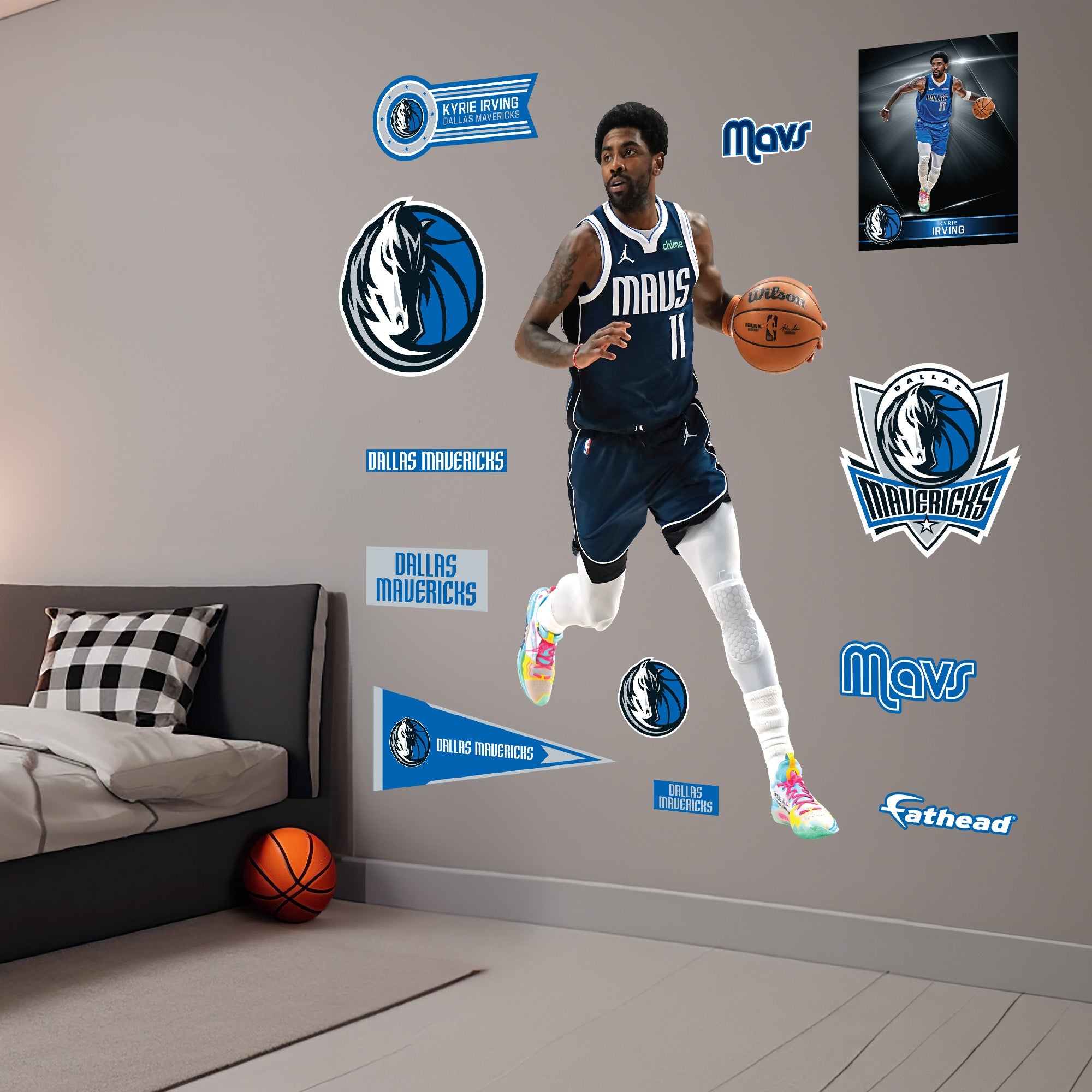 Kyrie Irving - RealBig Collection - Official NBA - Dallas Mavericks - Reusable Vinyl Wall Decals