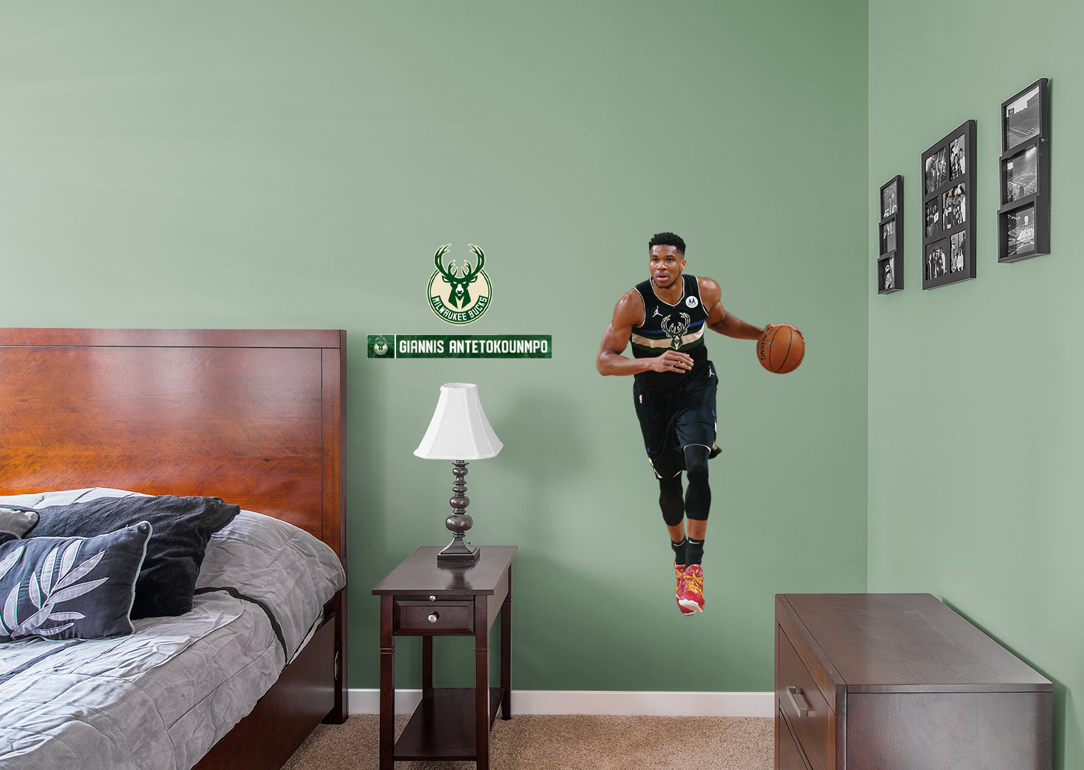 Giannis Antetokounmpo - RealBig Black Jersey Collection - Official NBA - Milwaukee Bucks - Reusable Vinyl Wall Decals