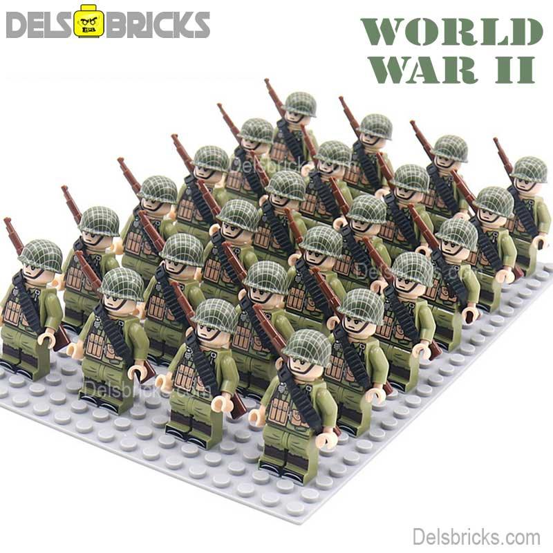 World War 2 American Soldiers set of 24 Lego Minifigures Custom Toys D263