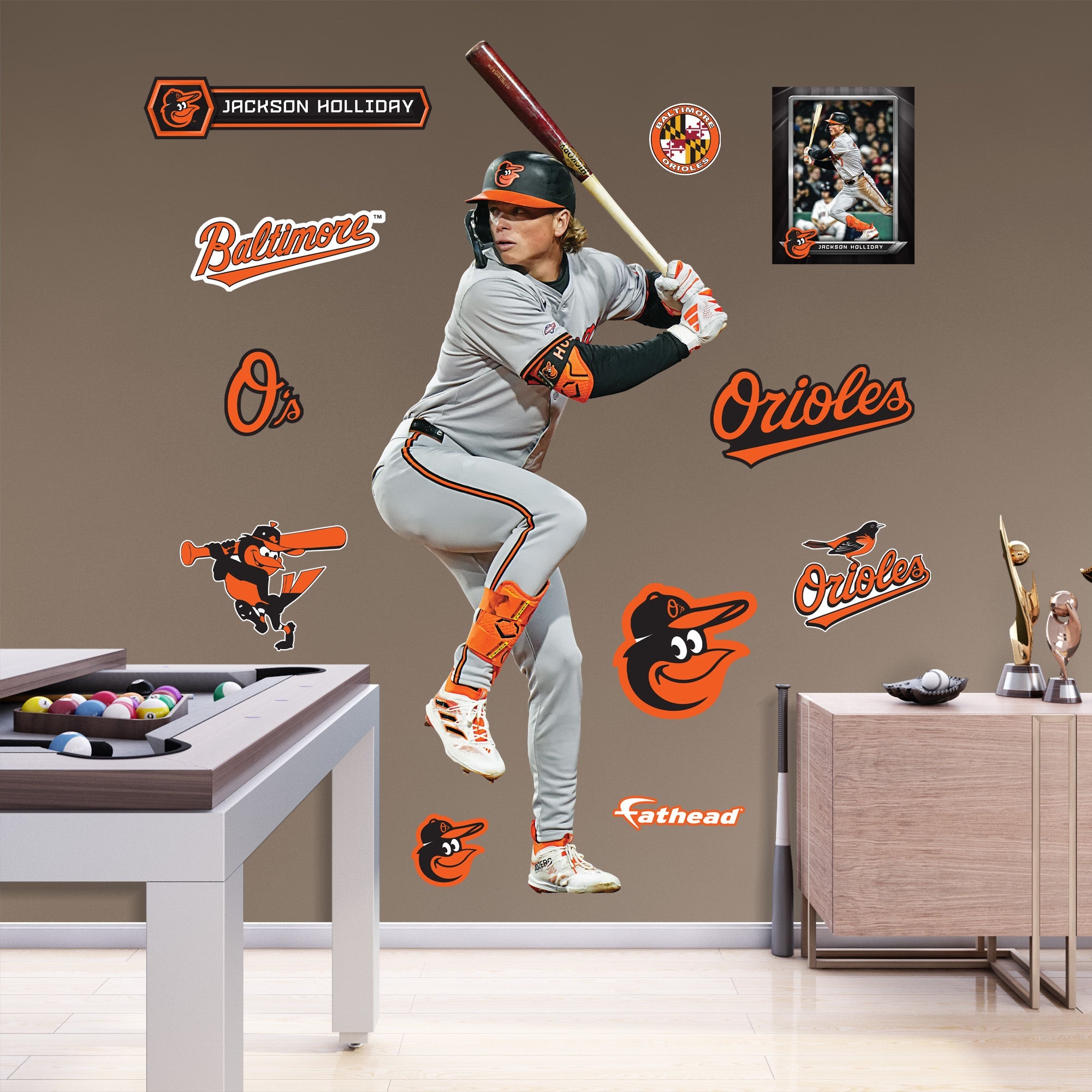 Jackson Holliday - RealBig Collection - Official MLB - Baltimore Orioles - Reusable Vinyl Wall Decals