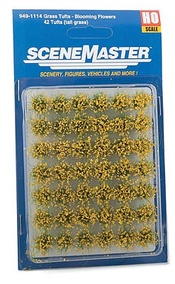 Walthers Scenemaster 949-1114 HO Scale Blooming Flowers 1/2" 1.2cm Tall -- Yellow pkg(42)