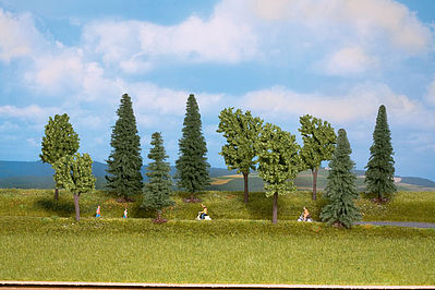 Walthers SceneMaster 949-1157 HO Scale Mixed Deciduous & Pine Trees pkg(10) -- 1-9/16 to 3-3/8" 3.9 to 8.5cm (Includes Pin Base)