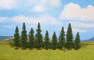 Walthers SceneMaster 949-1160 HO Scale Fir Trees pkg(9) -- 3-1/8 to 4-3/4" 8 to 12cm Tall w/Flat Base