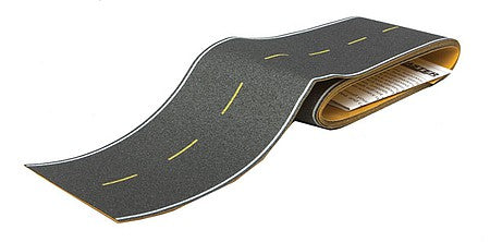 Walthers SceneMaster 949-1251 HO Scale Flexible Self-Adhesive Paved Roadway -- Modern Highways (yellow dashed centerline, white edge markings)