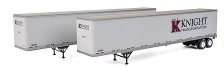 Walthers Scenemaster 949-2464 HO Scale 53' Stoughton Trailer 2-Pack - Assembled -- Knight Transportation (white, maroon, black)