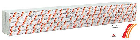 Walthers SceneMaster 949-3167 HO Scale Wrapped Lumber Load for WalthersMainline 72' Centerbeam Flatcar -- Weyerhauser Lumber (red, orange)