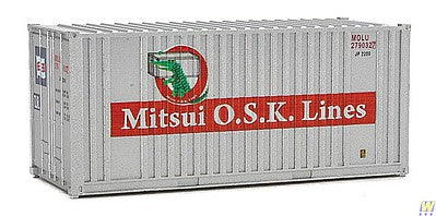 Walthers SceneMaster 949-8014 HO Scale 20' Corrugated Container with Flat Panel - Assembled -- Mitsui OSK Lines (gray, red, Alligator Logo)