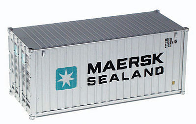 Walthers Scenemaster 949-8051 HO Scale 20' Corrugated Container - Assembled -- Maersk-Sealand (silver, blue, white)