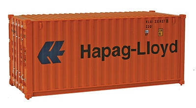 Walthers SceneMaster 949-8055 HO Scale 20' Corrugated Container - Assembled -- Hapag-Lloyd (orange, blue)