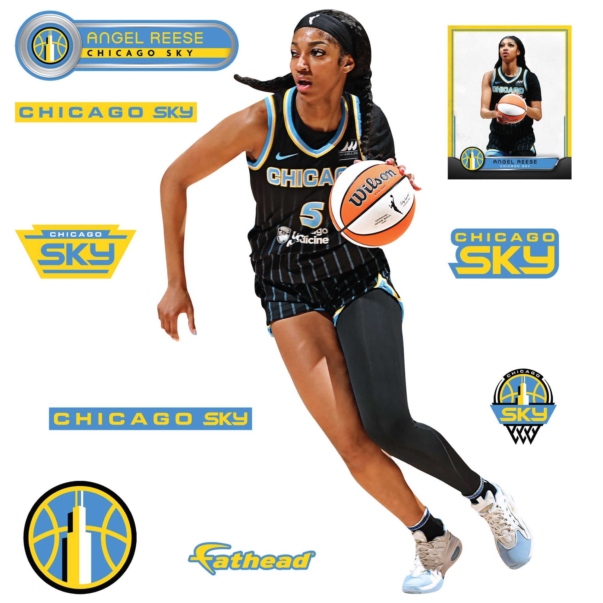 Angel Reese - RealBig Collection - Official WNBA - Chicago Sky - Reusable Vinyl Wall Decals