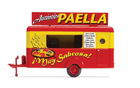 Wiking HC5003 HO Scale Concession Trailer - Assembled -- Paella (red, yellow; Spanish Lettering)