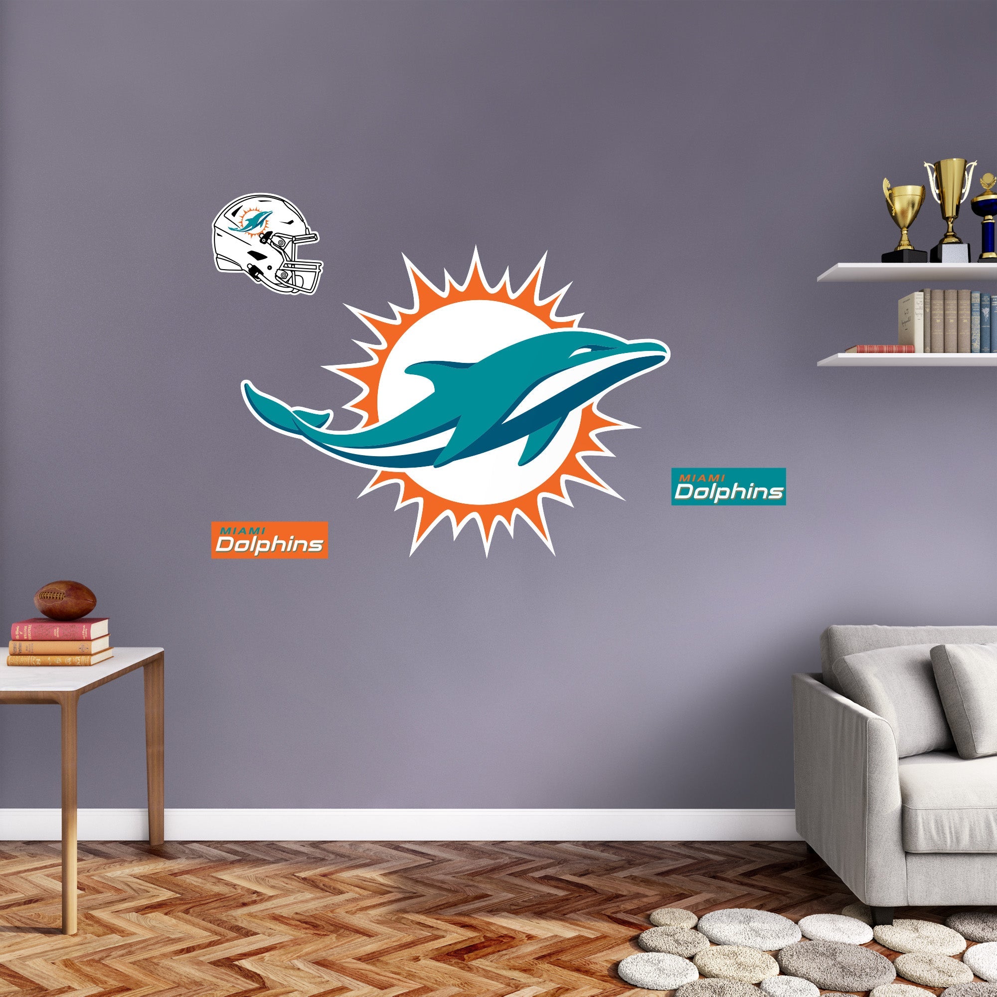 Miami Dolphins - RealBig Logo Collection - Official NFL - Reusable Vinyl Wall Decals