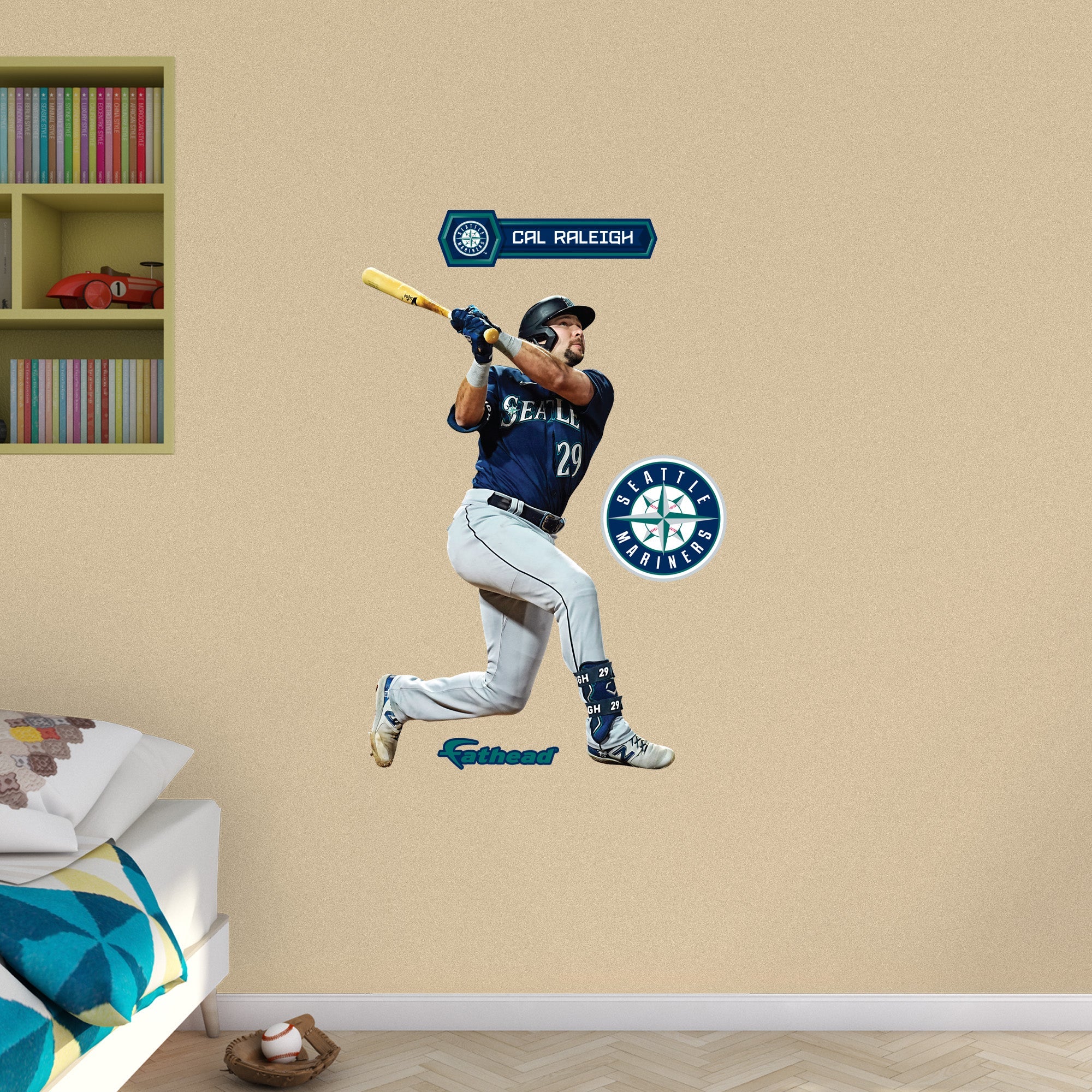 Cal Raleigh - RealBig Collection - Official MLB - Seattle Mariners - Reusable Vinyl Wall Decals