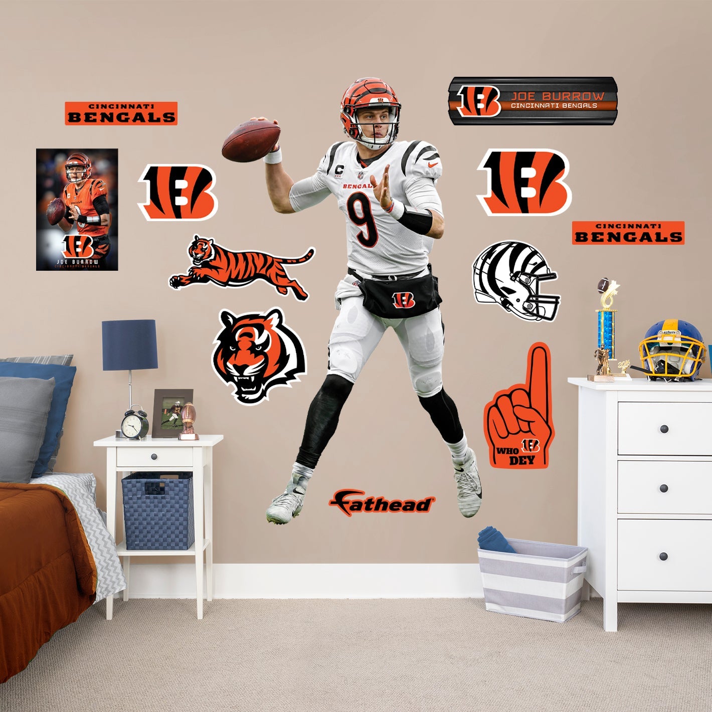 Joe Burrow - RealBig Pass Collection - Official NFL - Cincinnati Bengals - Reusable Vinyl Wall Decals