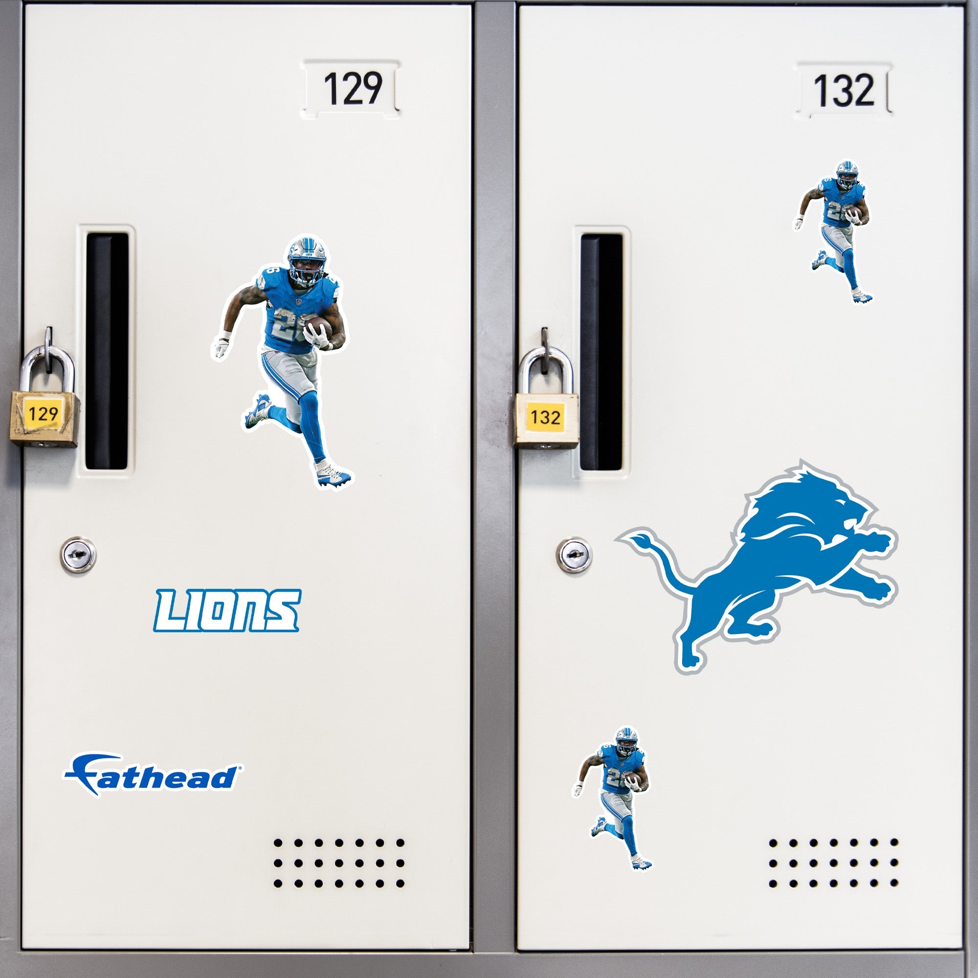 Jahmyr Gibbs - 5 Minis (Mixed Sizes) - Official NFL - Detroit Lions - Reusable Vinyl Decals
