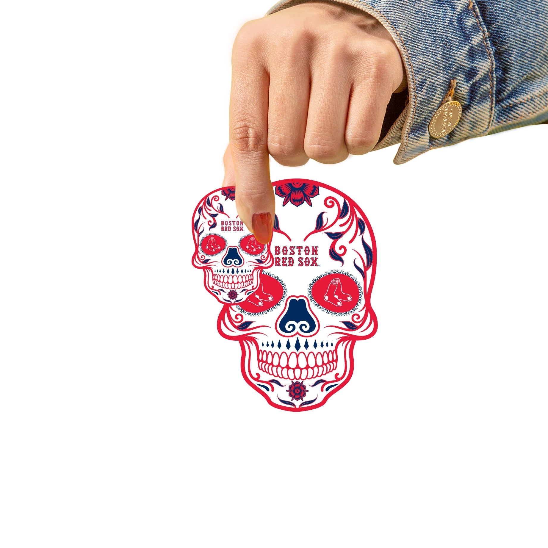 Boston Red Sox - 5 Sugar Skull Logo Minis (Mixed Sizes) - Official MLB - Reusable Vinyl Decals