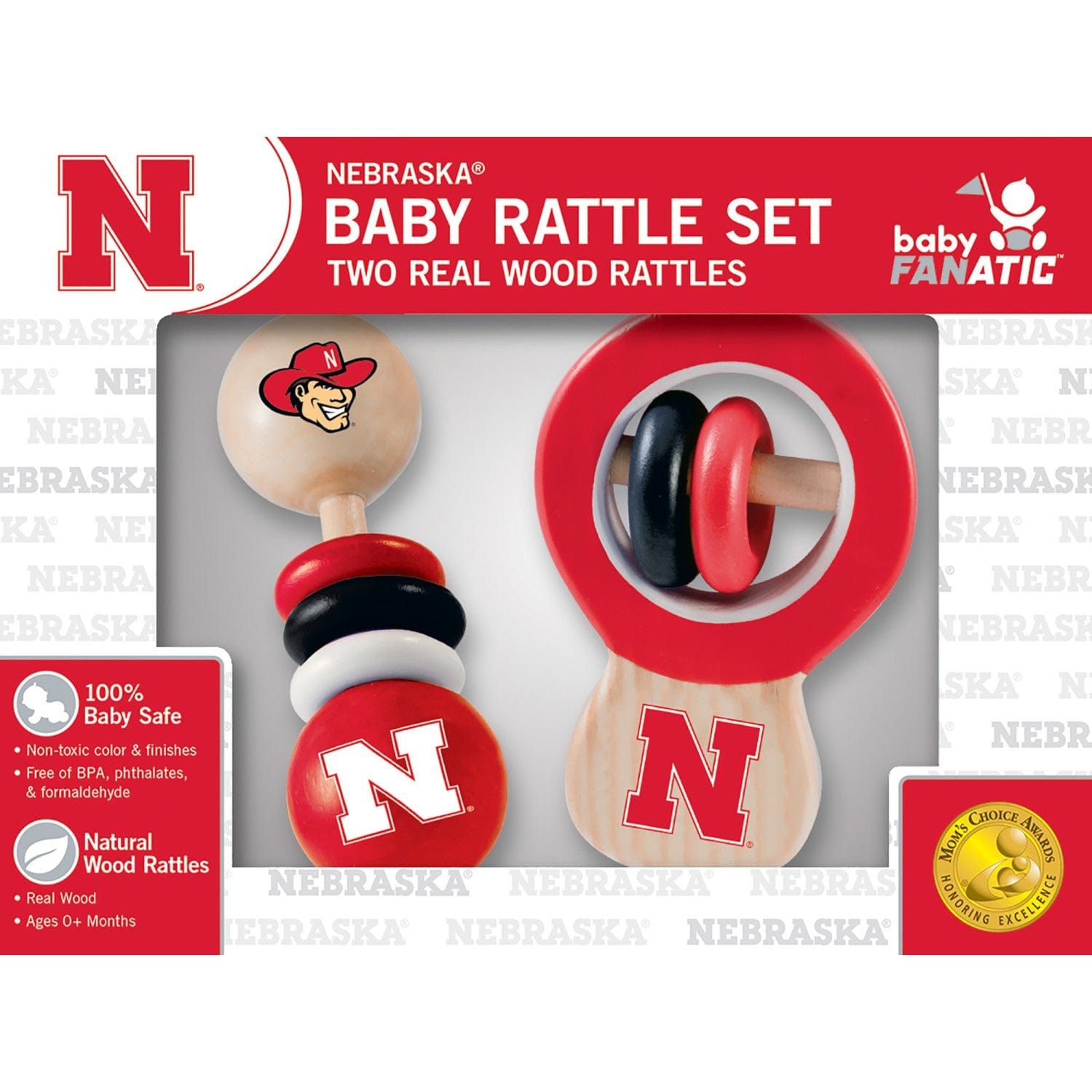 Nebraska Cornhuskers - Baby Rattles 2-Pack
