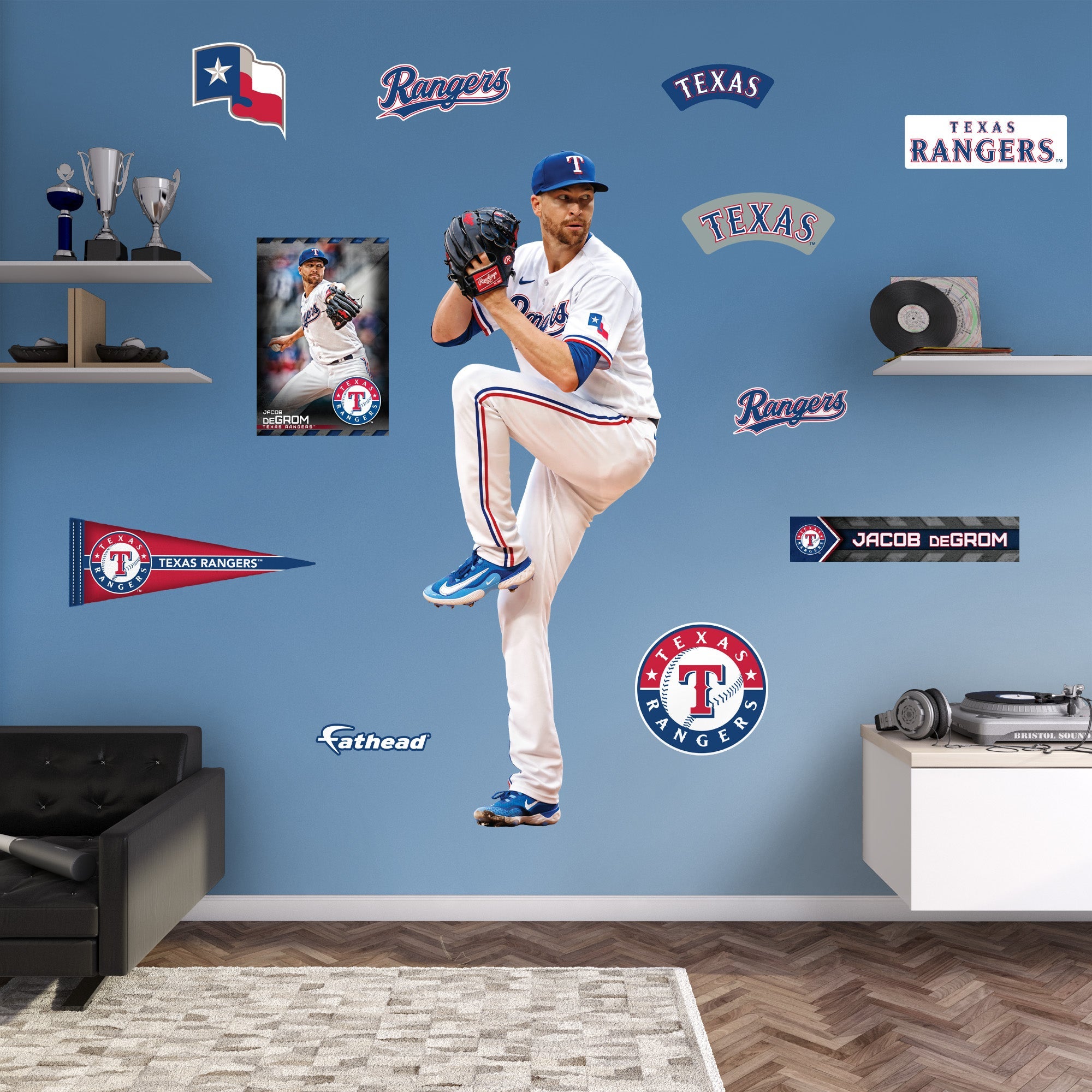 Jacob deGrom - RealBig Collection - Official MLB - Texas Rangers - Reusable Vinyl Wall Decals