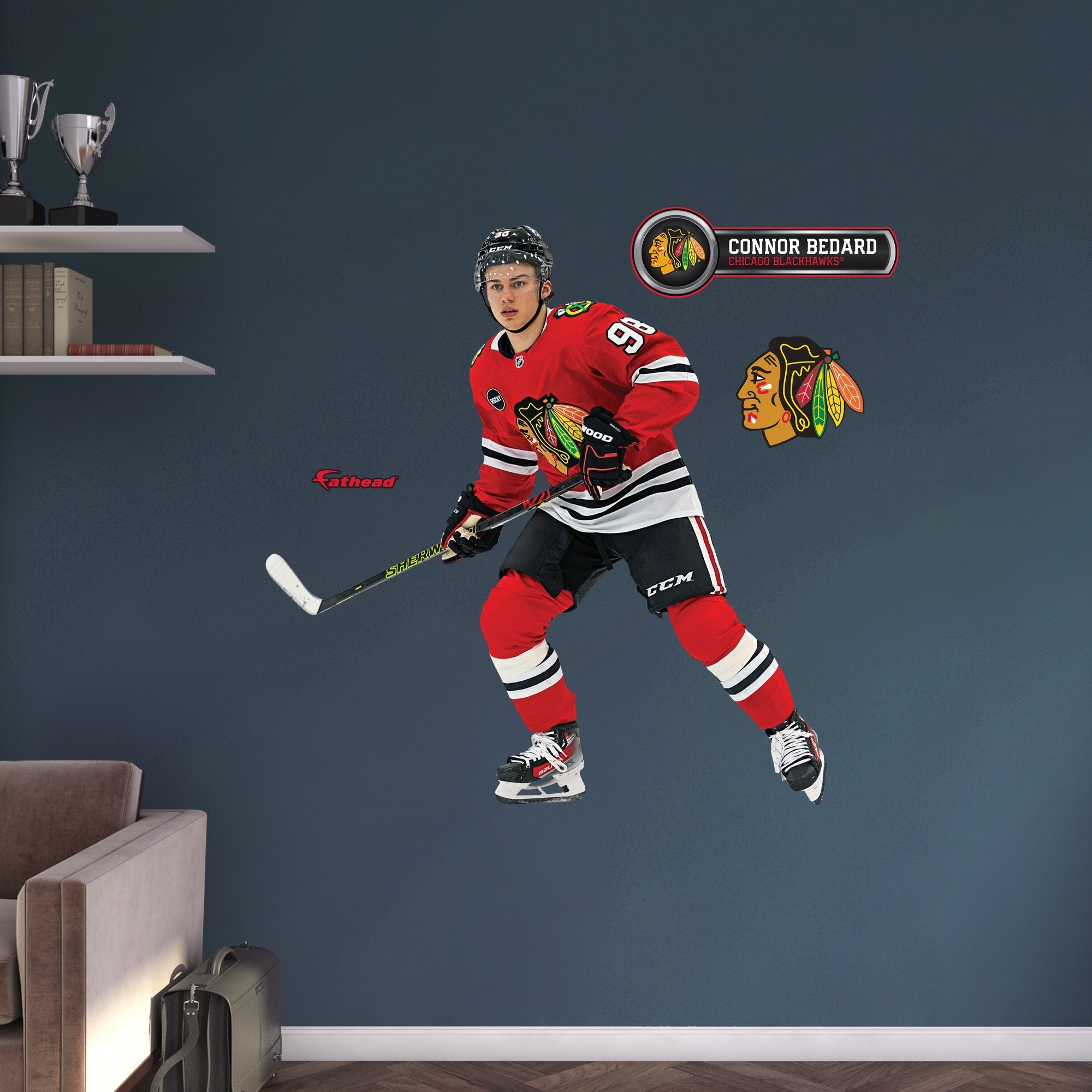 Connor Bedard - RealBig Collection - Official NHL - Chicago Blackhawks - Reusable Vinyl Wall Decals