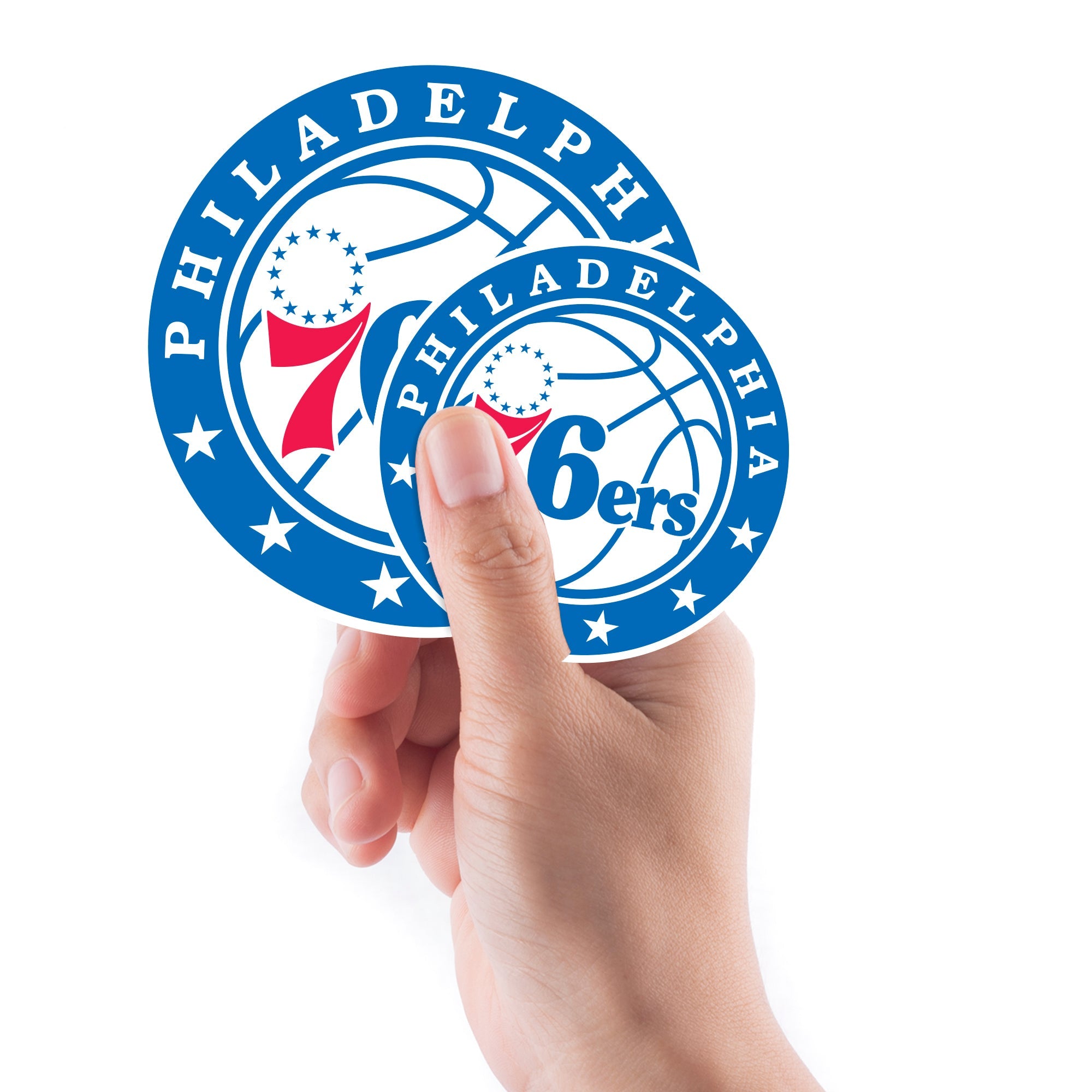 Philadelphia 76ers - 5 Logo Minis (Mixed Sizes) - Official NBA - Reusable Vinyl Decals