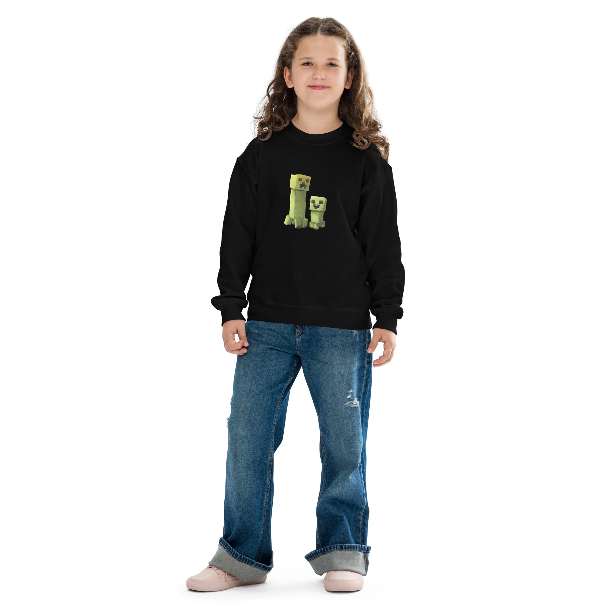 Minecraft Creeper Design Youth Crewneck Sweatshirt