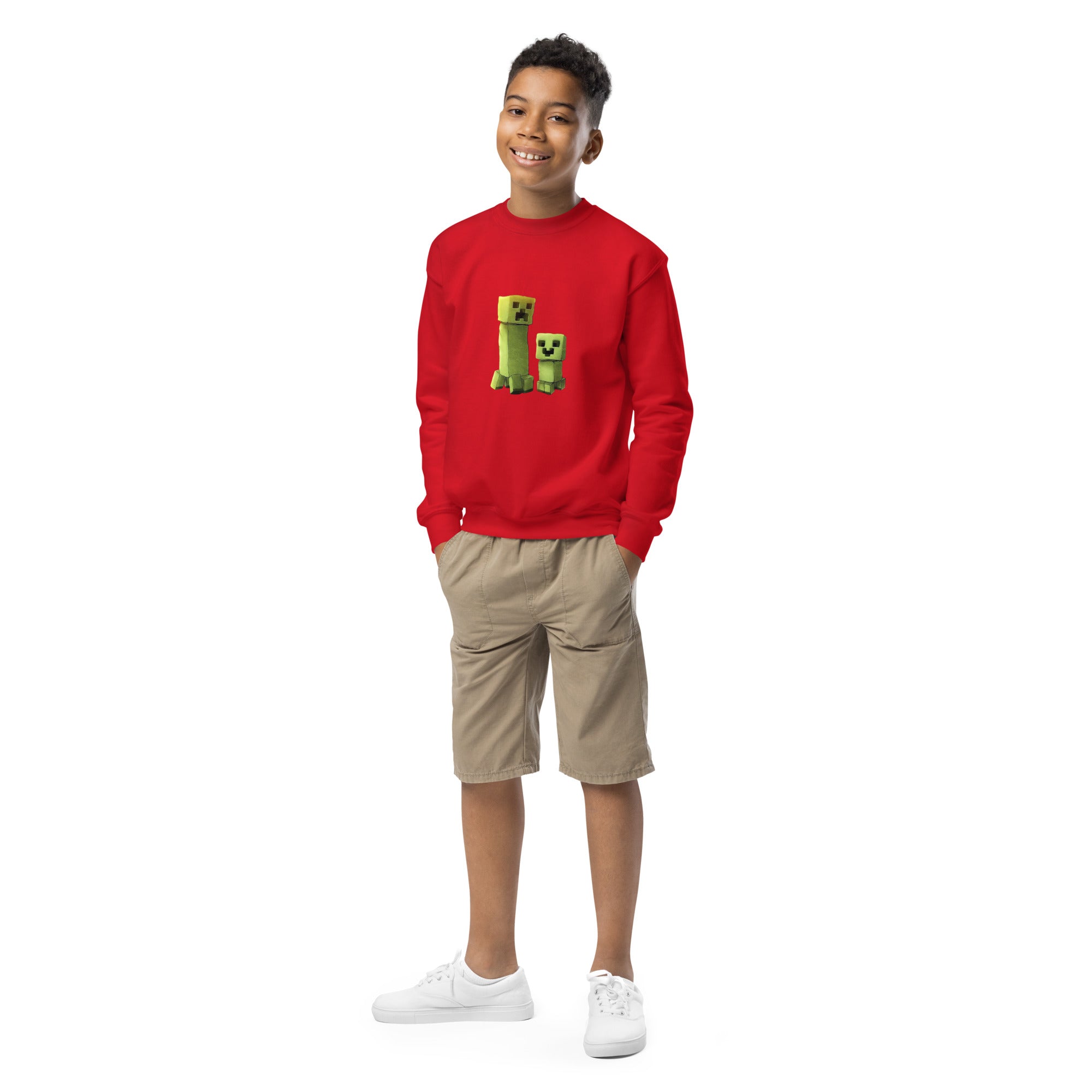 Minecraft Creeper Design Youth Crewneck Sweatshirt