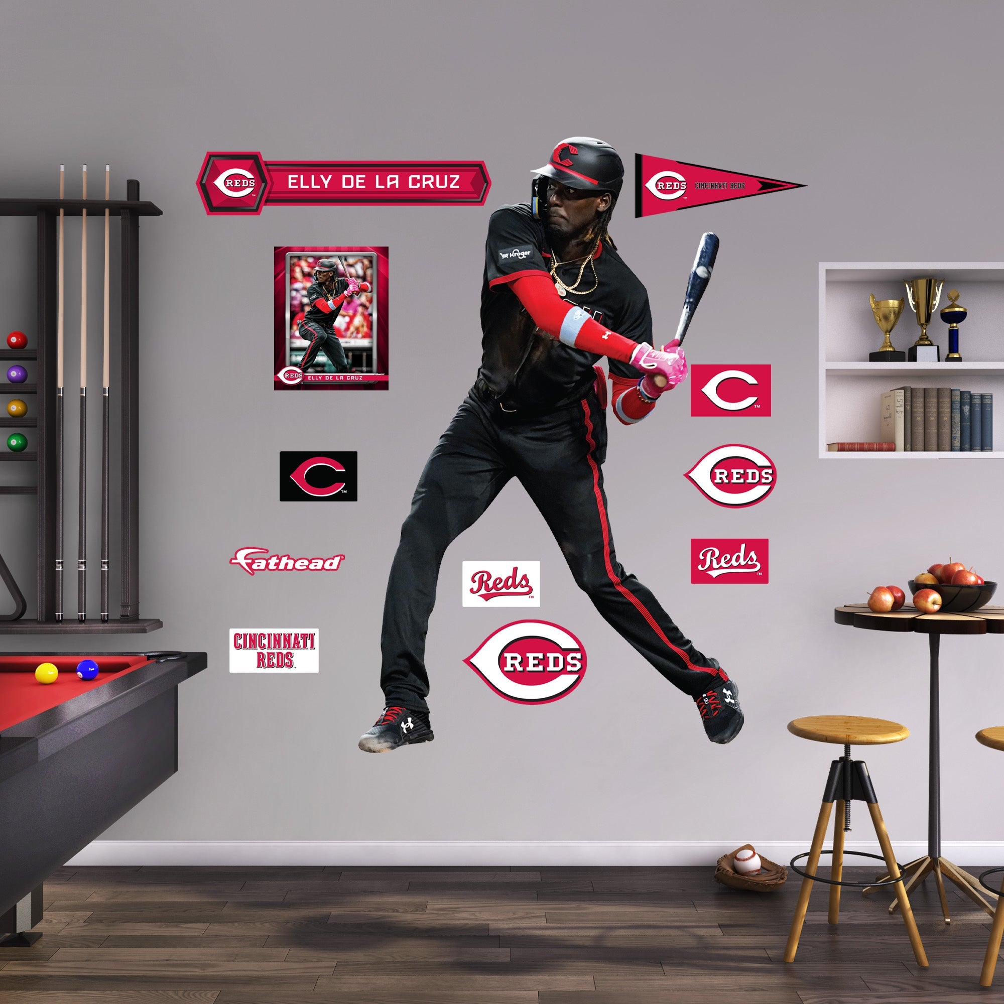 Elly De La Cruz - RealBig City Connect Collection - Official MLB - Cincinnati Reds - Reusable Vinyl Wall Decals