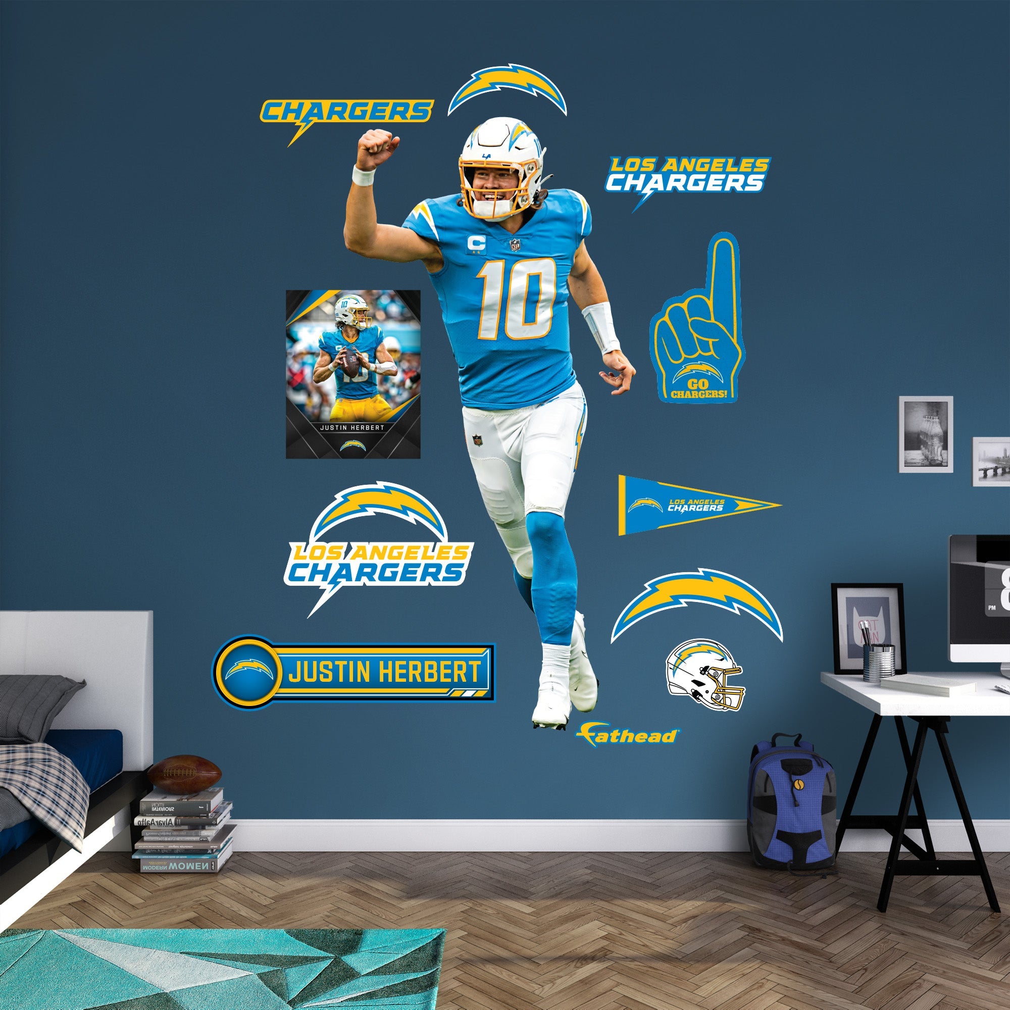 Justin Herbert - RealBig Celebration Collection - Official NFL - Los Angeles Chargers - Reusable Vinyl Wall Decals