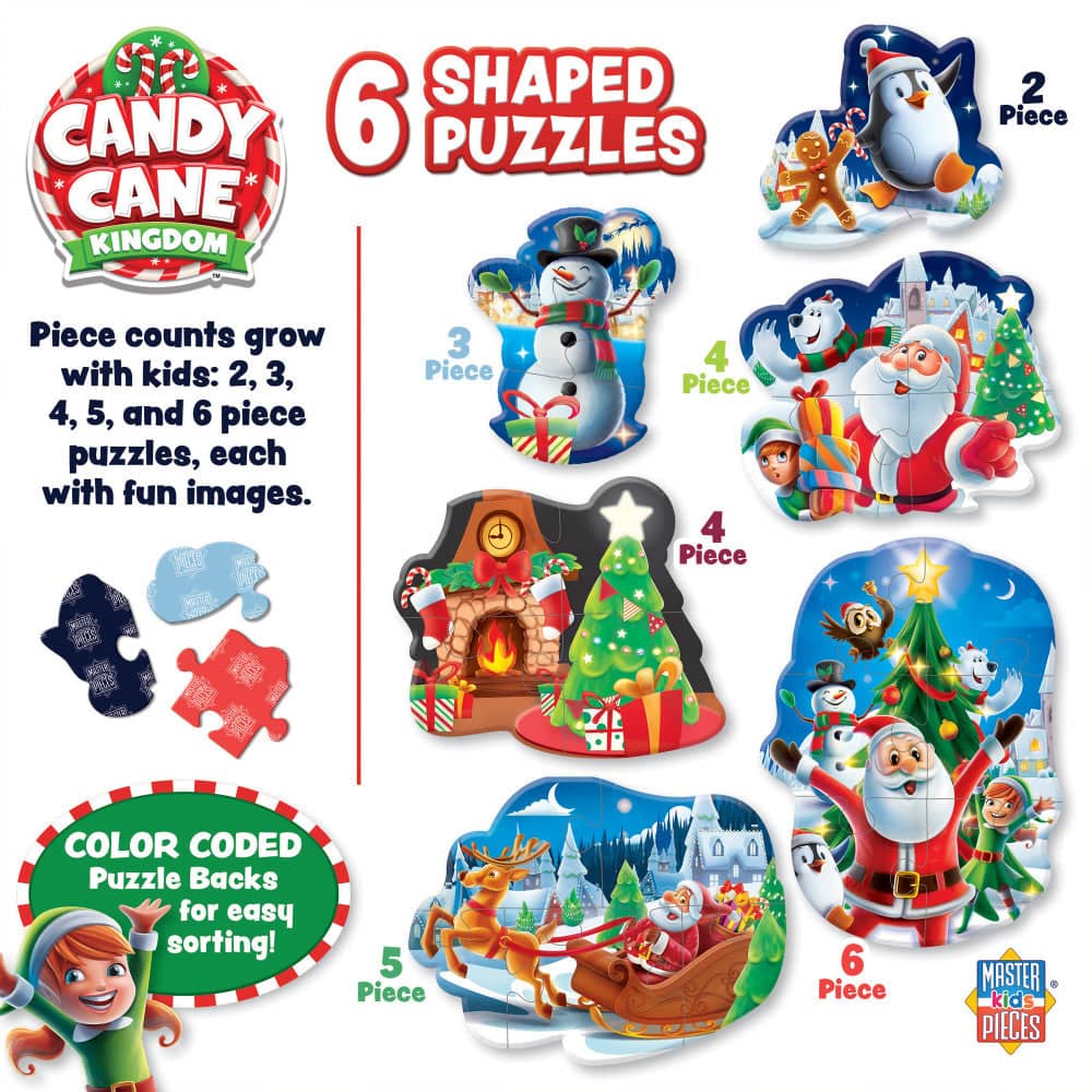 Candy Cane Kingdom - Christmas Fun 6-Pack Mini Shaped Jigsaw Puzzles
