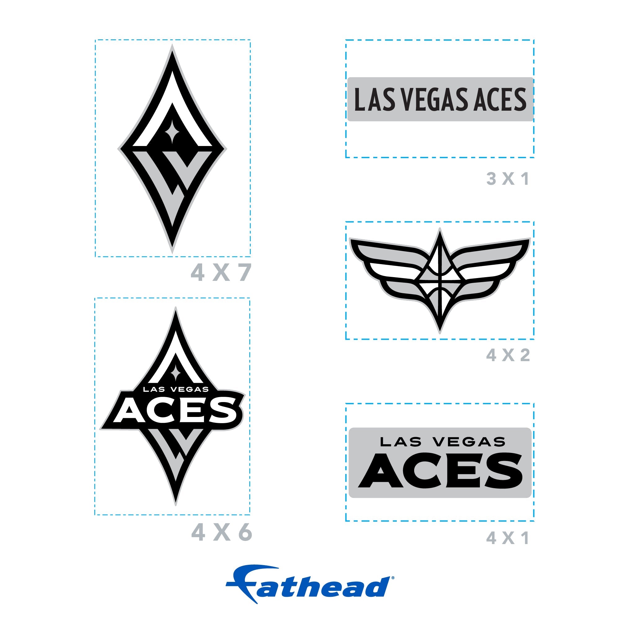 Las Vegas Aces - 5 Logo Minis (Mixed Sizes) - Official WNBA - Reusable Vinyl Decals