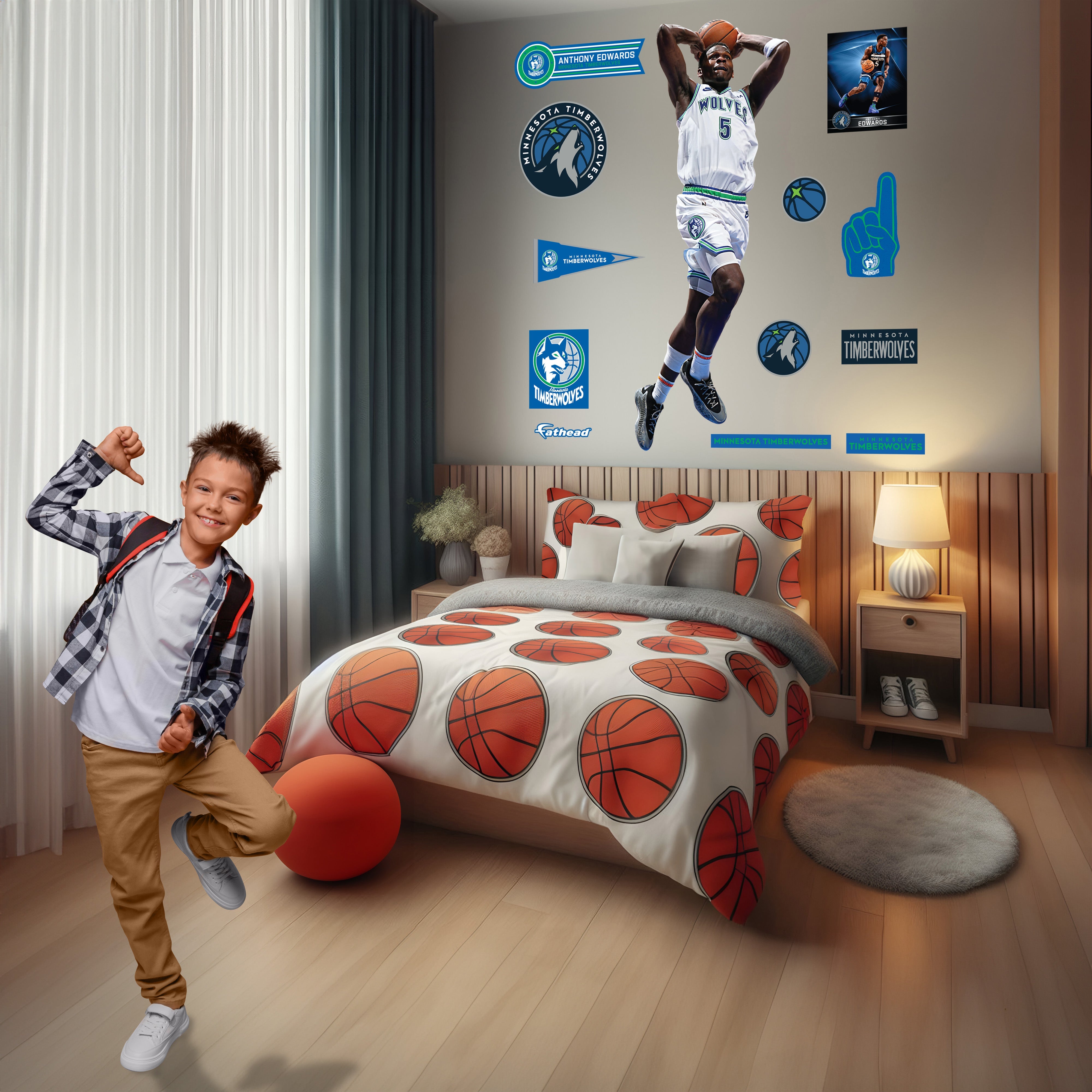 Anthony Edwards Dunk - RealBig Collection - Official NBA - Minnesota Timberwolves - Reusable Vinyl Wall Decals