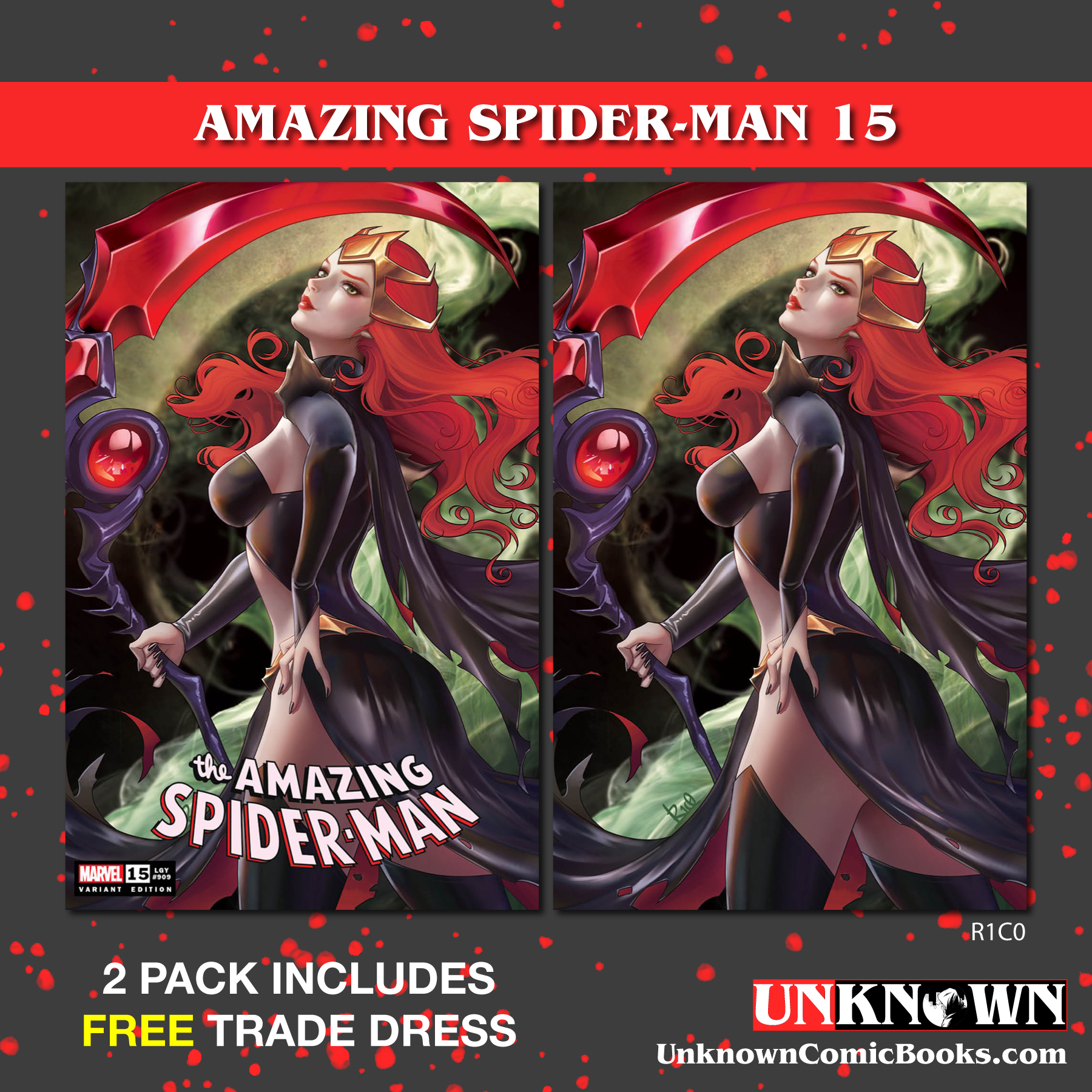 2 PACK **FREE TRADE DRESS** AMAZING SPIDER-MAN #15 [DWB] UNKNOWN COMICS R1C0 EXCLUSIVE VAR (12/14/2022)