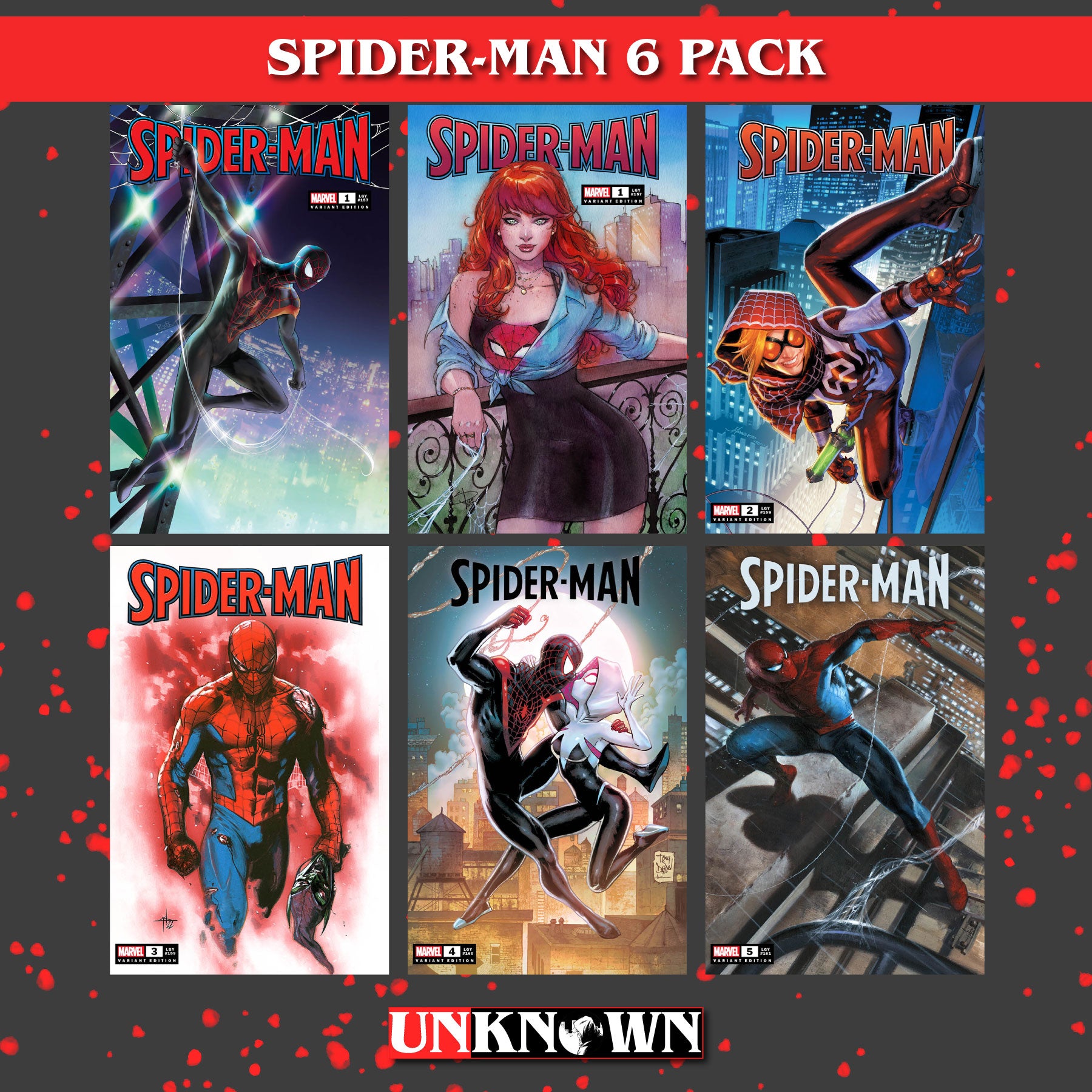[6 PACK TRADE] SPIDER-MAN #1-5 UNKNOWN COMICS EXCLUSIVE VAR (02/15/2023)
