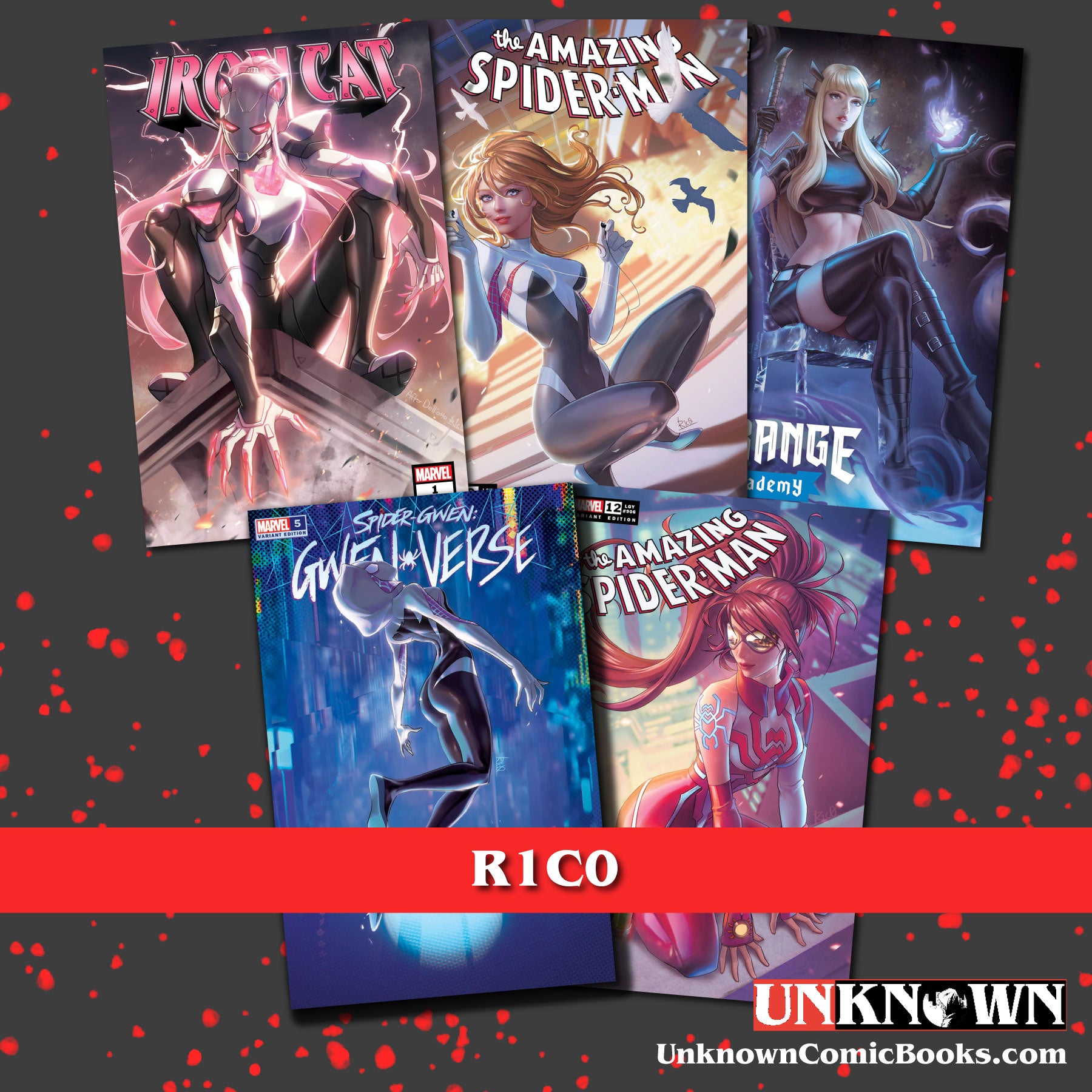 [5 PACK] UNKNOWN COMICS MYSTERY THEMED 👉🎨R1C0 ARTIST EXCLUSIVE BOX 👉TRADE (12/21/2022)