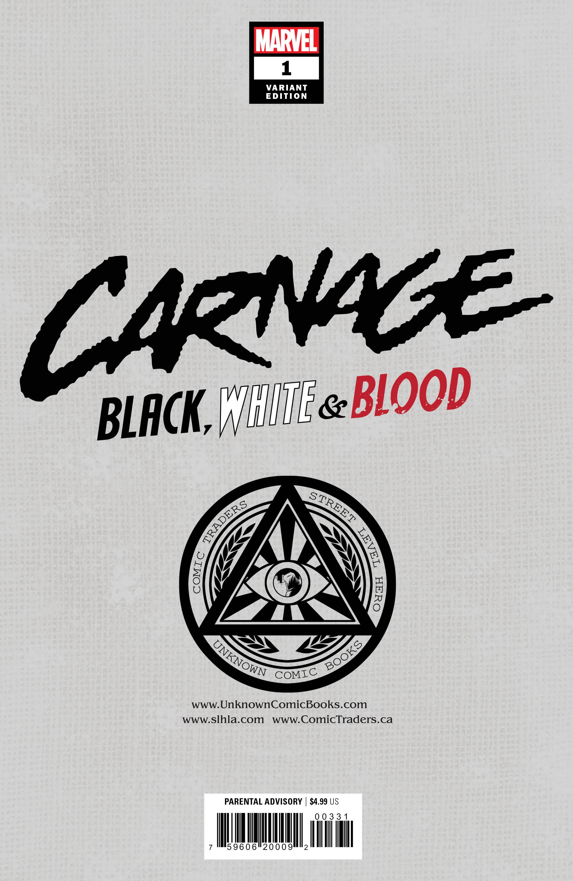 CARNAGE BLACK WHITE AND BLOOD #1 (OF 4) UNKNOWN COMICS MICO SUAYAN EXCLUSIVE VIRGIN VAR (03/24/2021)