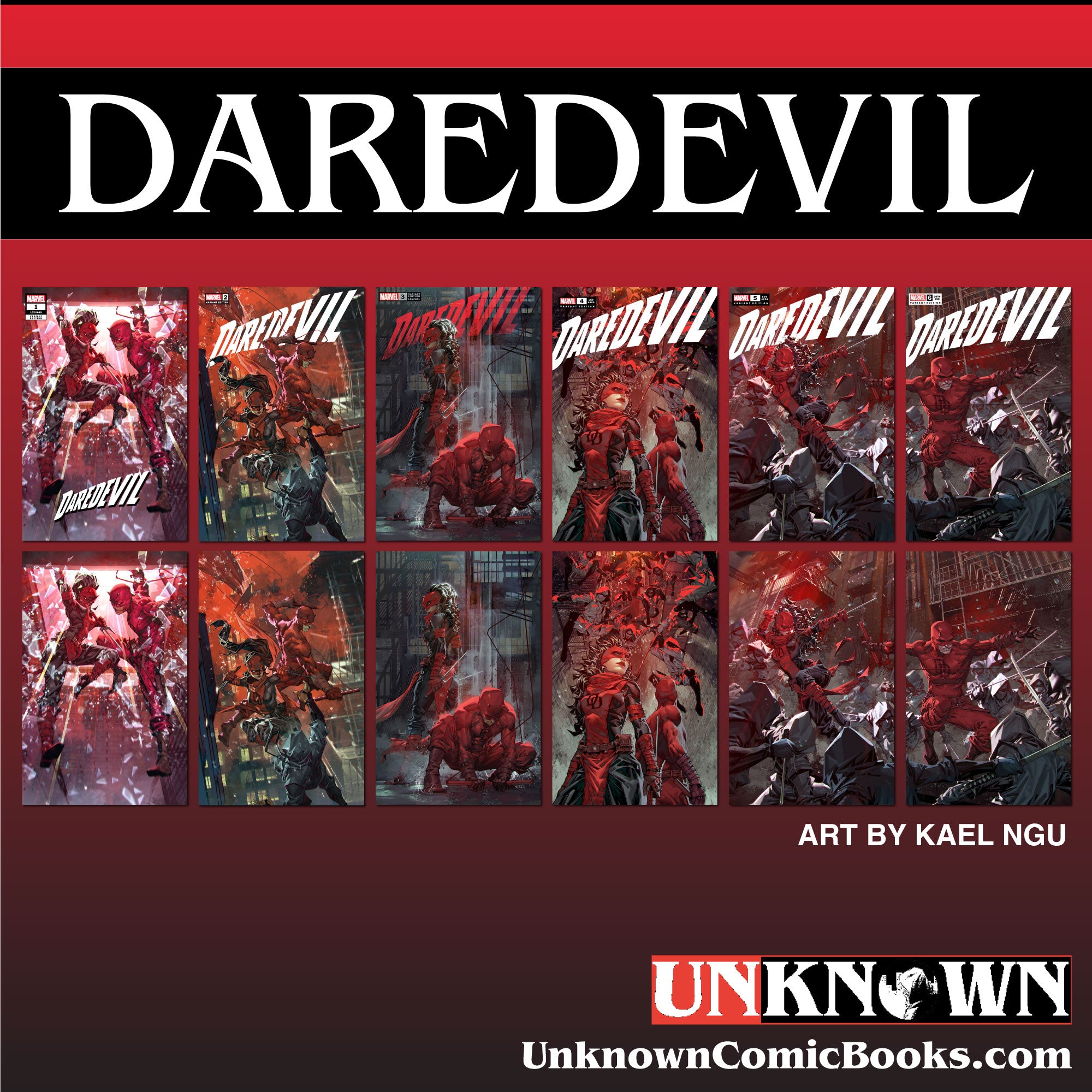 12 PACK DAREDEVIL #1 #2 #3 #4 #5 #6 UNKNOWN COMICS KAEL NGU EXCLUSIVE VAR (12/07/2022)