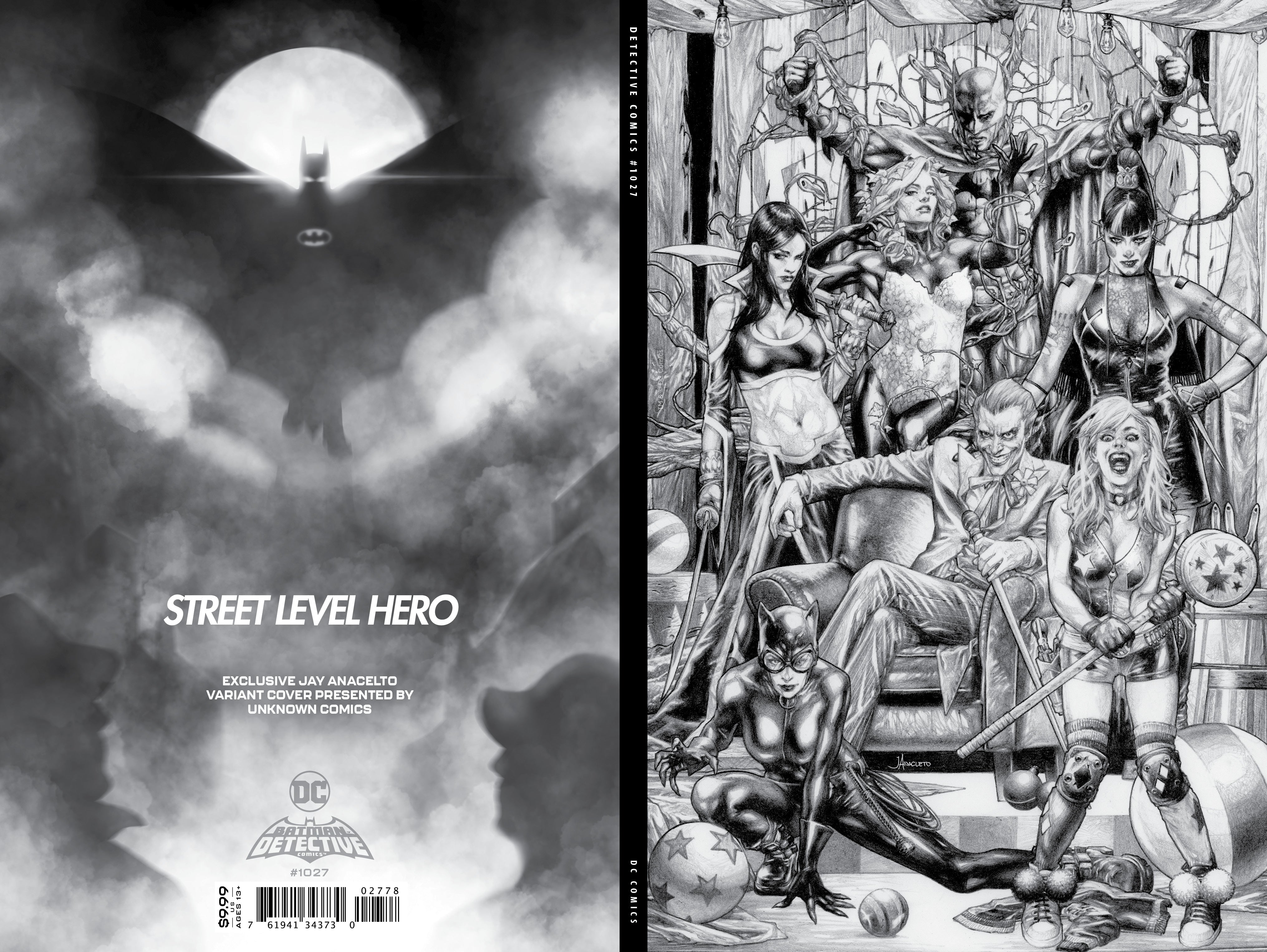 DETECTIVE COMICS #1027 UNKNOWN COMICS JAY ANACLETO EXCLUSIVE B&W VIRGIN VAR JOKER WAR (09/16/2020)