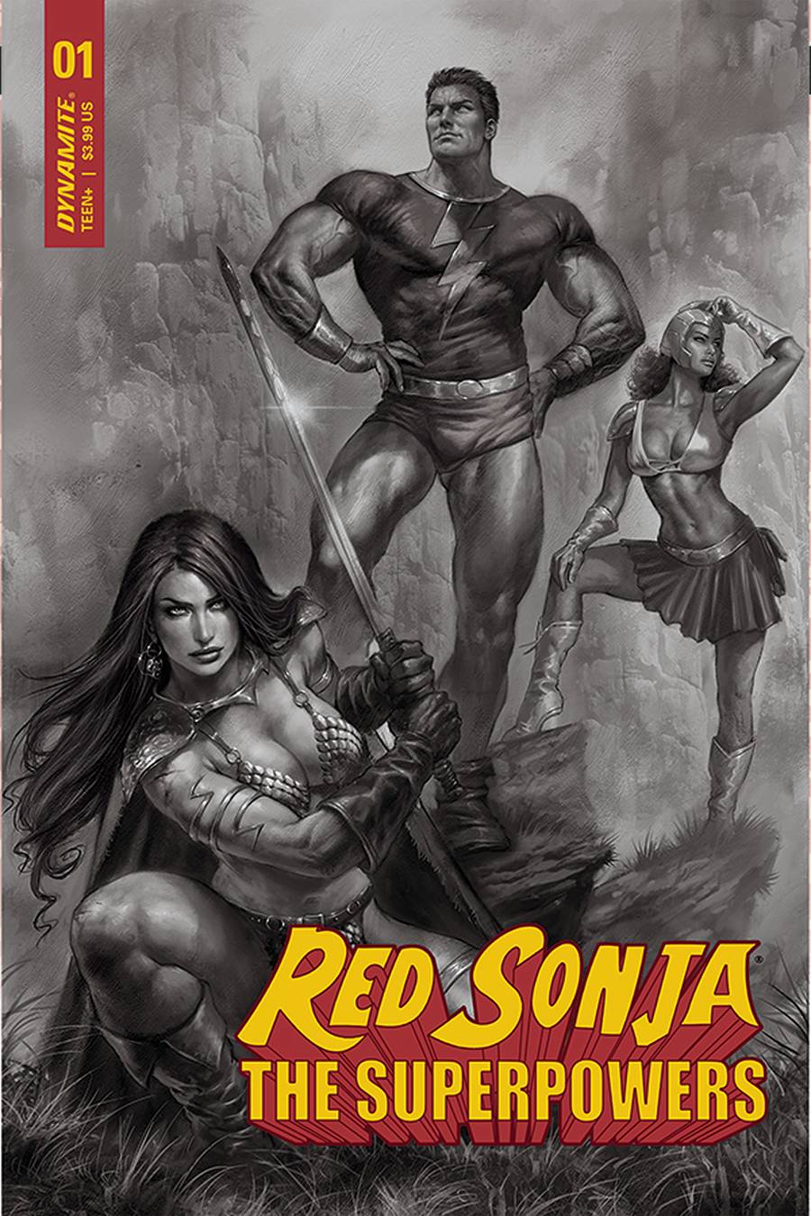 (RATIOS) RED SONJA THE SUPERPOWERS #1 PARRILLO B&W INCV () (1:15)