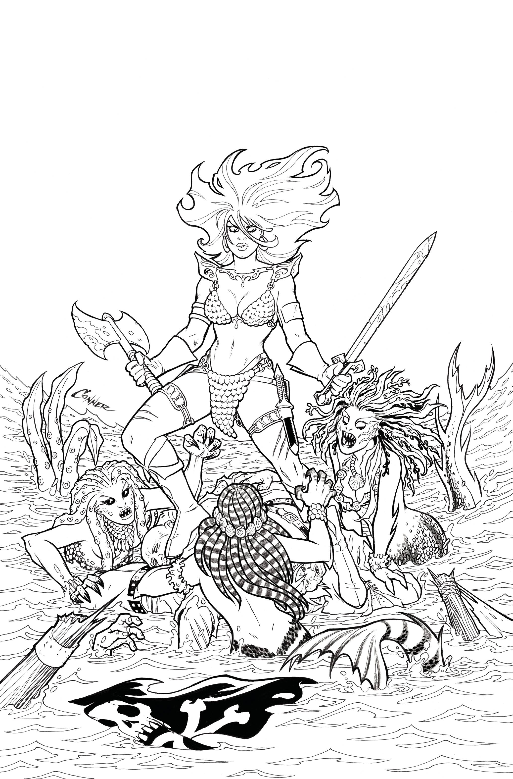 (RATIOS ) INVINCIBLE RED SONJA #1 COPY CONNER LINE ART VIRGIN INCV (1:40)