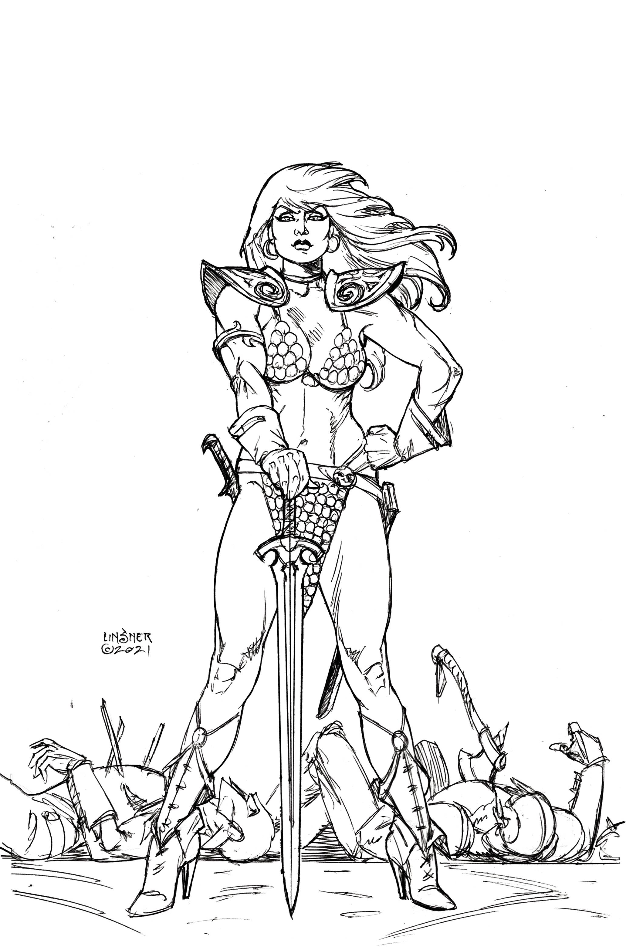 INVINCIBLE RED SONJA #1 LINSNER LINE ART VIRGIN 1:50 (05/05/2021)
