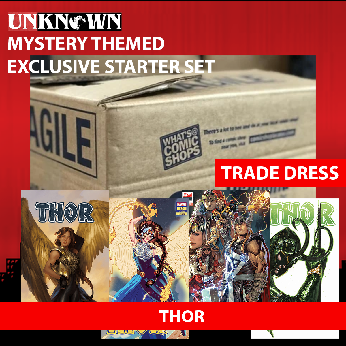 UNKNOWN COMICS MYSTERY THEMED 👉THOR STORE EXCLUSIVE STARTER SET: MIXED CASE OF EXCLUSIVE COMIC BOOKS 👉TRADE DRESS ESTIMATED 120-200 COMICS (06/27/2024)